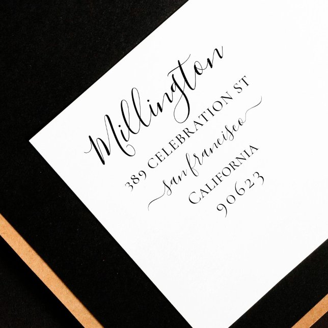 Simple Calligraphy Family Name Return Address Rubber Stamp (Creator Uploaded)
