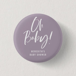 Simple Calligraphy Gender Neutral Baby Shower 3 Cm Round Badge