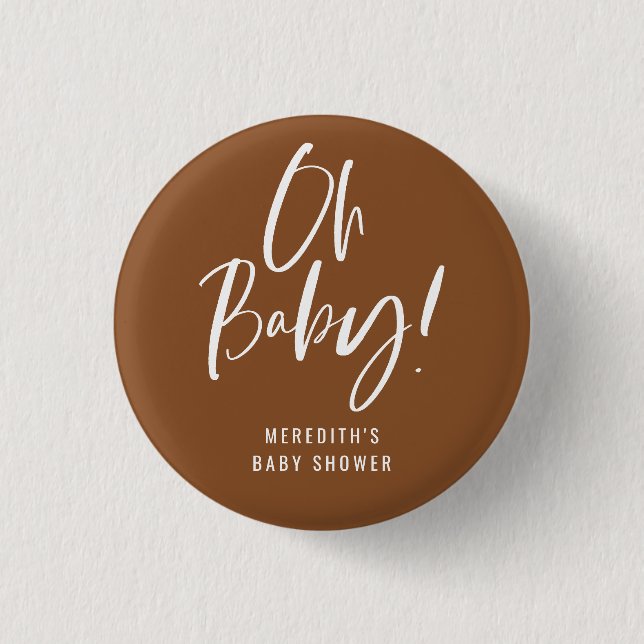 Simple Calligraphy Gender Neutral Baby Shower 3 Cm Round Badge (Front)