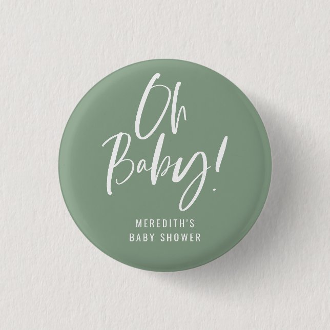 Simple Calligraphy Gender Neutral Baby Shower 3 Cm Round Badge (Front)