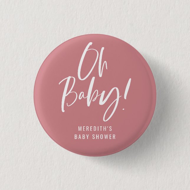 Simple Calligraphy Gender Neutral Baby Shower 3 Cm Round Badge (Front)