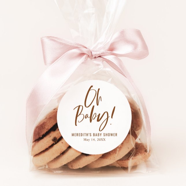 Simple Calligraphy Gender Neutral Baby Shower Classic Round Sticker (Creator Uploaded)