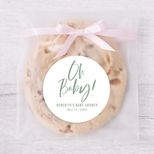 Simple Calligraphy Gender Neutral Baby Shower Classic Round Sticker