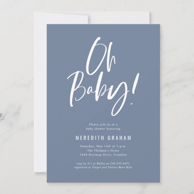 Simple Calligraphy Gender Neutral Baby Shower Invitation (Front)