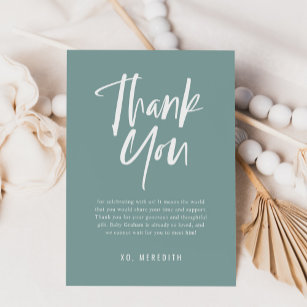 Simple Calligraphy Gender Neutral Baby Shower Thank You Card