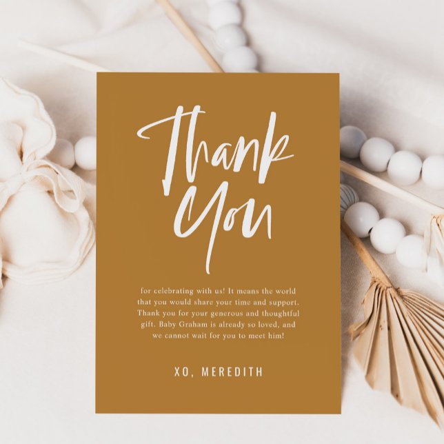 Simple Calligraphy Gender Neutral Baby Shower Thank You Card (Creator Uploaded)