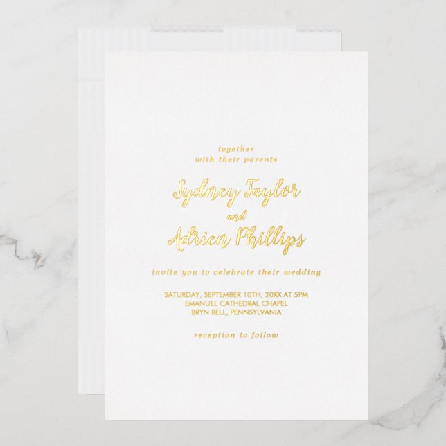Simple Calligraphy Gold Back Casual Wedding Gold  (Envelope)