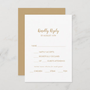 Simple Calligraphy Gold Back Menu Choice RSVP
