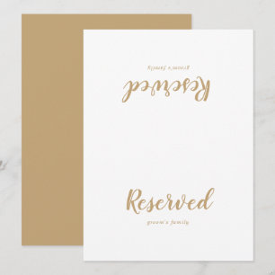 Simple Calligraphy Gold Back Wedding Reserved Sign