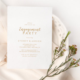 Simple Calligraphy | Gold Engagement Party Invitation