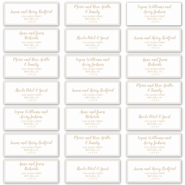 Simple Calligraphy|Gold Guest Address Labels (Front)