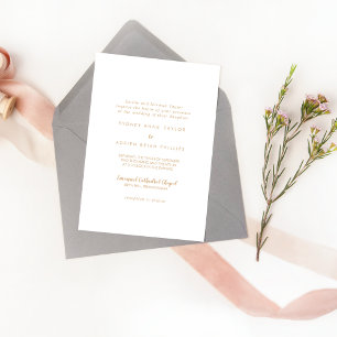 Simple Calligraphy Gold Photo Traditional Wedding Invitation