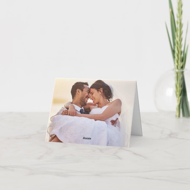 Simple Calligraphy|Gold Photo Wedding Thank You (Back)