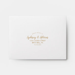 Simple Calligraphy Gold Self-Addressed RSVP Envelope