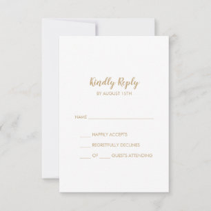 Simple Calligraphy Gold Simple Wedding RSVP Card