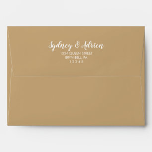 Simple Calligraphy Gold Wedding Invitation Envelope