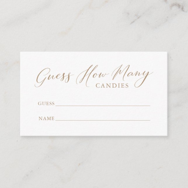 Simple Calligraphy Guess How Many Candies Enclosur Enclosure Card (Front)