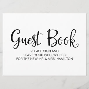 Simple Calligraphy   "Guest Book" Wedding sign Invitation