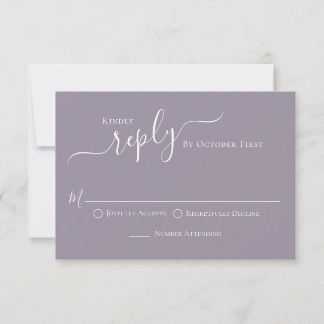 Simple Calligraphy Lavender Lilac Meal Choice RSVP (Front)