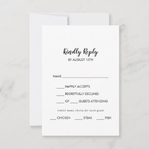 Simple Calligraphy Menu Choice Wedding RSVP Card