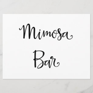 Simple Calligraphy   Mimosa Bar wedding Sign Invitation