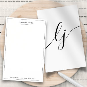 Simple Calligraphy Personalised Monogram Stationery