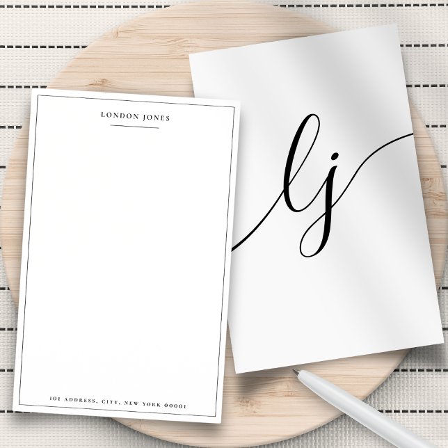 Simple Calligraphy Personalised Monogram Stationery (Creator Uploaded)