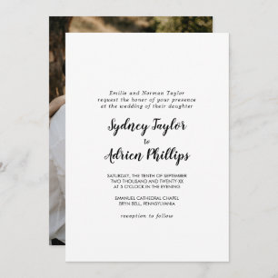 Simple Calligraphy Photo Formal Wedding Invitation