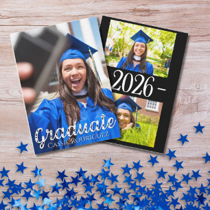 Simple Calligraphy Photo Graduation Annoucement Invitation