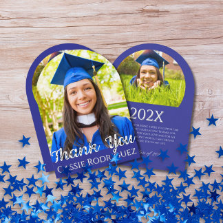 Simple Calligraphy Photo Graduation Thank You Invitation