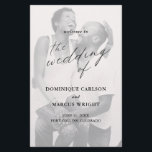 Simple Calligraphy Photo Wedding Program<br><div class="desc">Simple photo Wedding Program with "the wedding of" in calligraphy along with your wedding details over your favourite picture.  The backside has your order of ceremony,  wedding party and thank you message in black and white.  A minimalist design with chic typography for an elegant touch.</div>