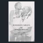 Simple Calligraphy Photo Wedding Program<br><div class="desc">Simple photo Wedding Program with "the wedding of" in calligraphy along with your wedding details over your favourite picture.  The backside has your order of ceremony,  wedding party and thank you message in black and white.  A minimalist design with chic typography for an elegant touch.</div>