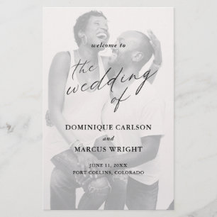 Simple Calligraphy Photo Wedding Program
