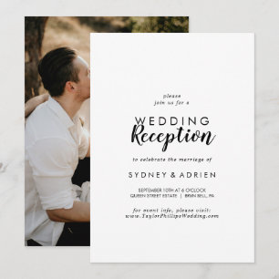 Simple Calligraphy Photo Wedding Reception Only Invitation