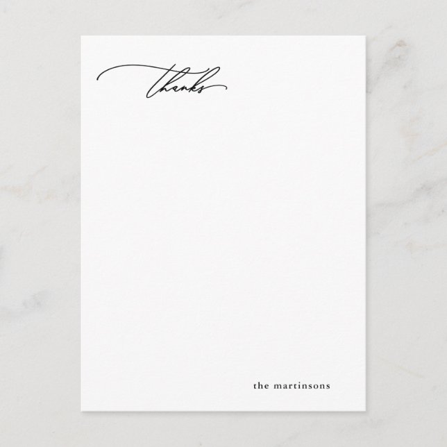 Simple Calligraphy Photo Wedding Thank You Postcar Postcard (Front)