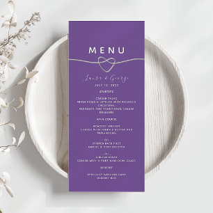 Simple Calligraphy Purple Wedding Menu