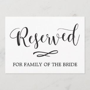 Simple Calligraphy Reserved Seating Wedding Sign Invitation