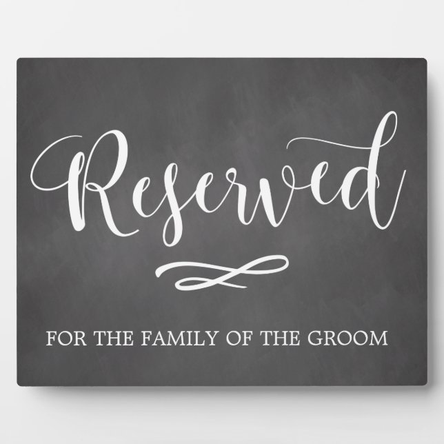 Simple Calligraphy Reserved Seating Wedding Sign Plaque (Front)