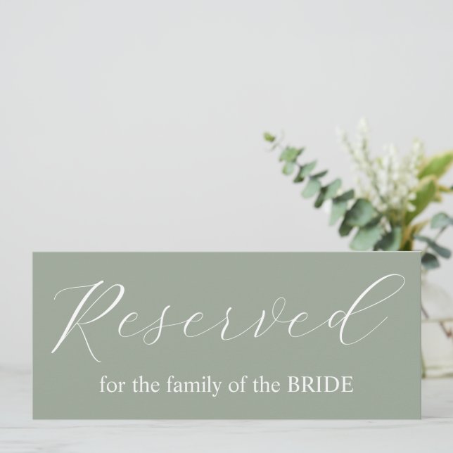 Simple calligraphy reserved wedding table family  invitation (Standing Front)