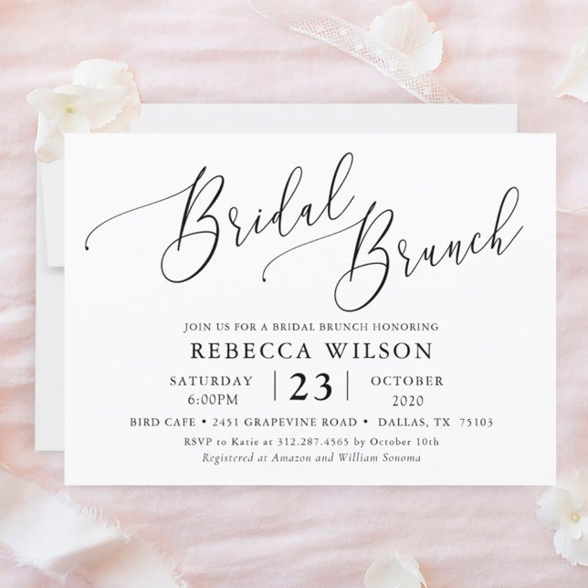Simple Calligraphy Rustic Bridal Brunch Invitation (Creator Uploaded)