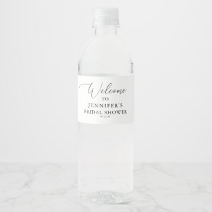 Simple Calligraphy Rustic Bridal Shower Water Bottle Label