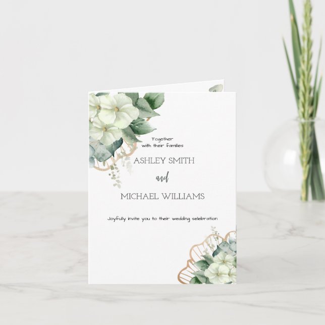 Simple Calligraphy Rustic Greenery Floral Wedding Invitation (Front)