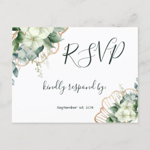 Simple Calligraphy Rustic Greenery Floral Wedding Postcard