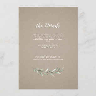 Simple calligraphy rustic greenery wedding enclosure card