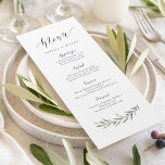 Simple calligraphy rustic greenery wedding menu<br><div class="desc">Modern chic calligraphy menu with watercolor greenery foliage design,  simple and elegant,  great for rustic wedding,  spring wedding and summer wedding. 
See all the matching pieces in collection</div>