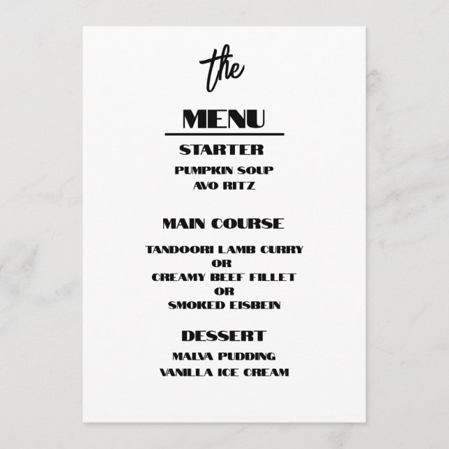 Simple Calligraphy Rustic Wedding Menus (Front)