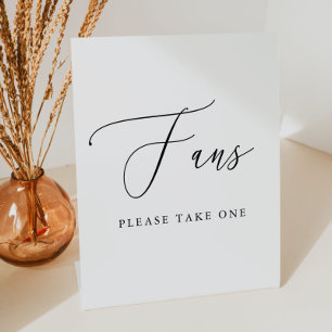 Simple Calligraphy Rustic Wedding Program Fan Sign