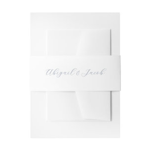 Simple Calligraphy Script Blue Wedding Invitation Belly Band