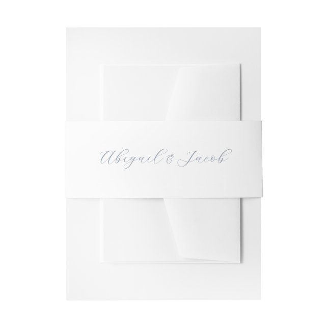 Simple Calligraphy Script Blue Wedding Invitation Invitation Belly Band (Front Example)