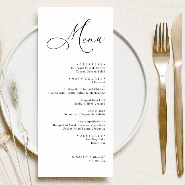 Simple Calligraphy Script Blush Wedding Dinner Menu (Creator Uploaded)